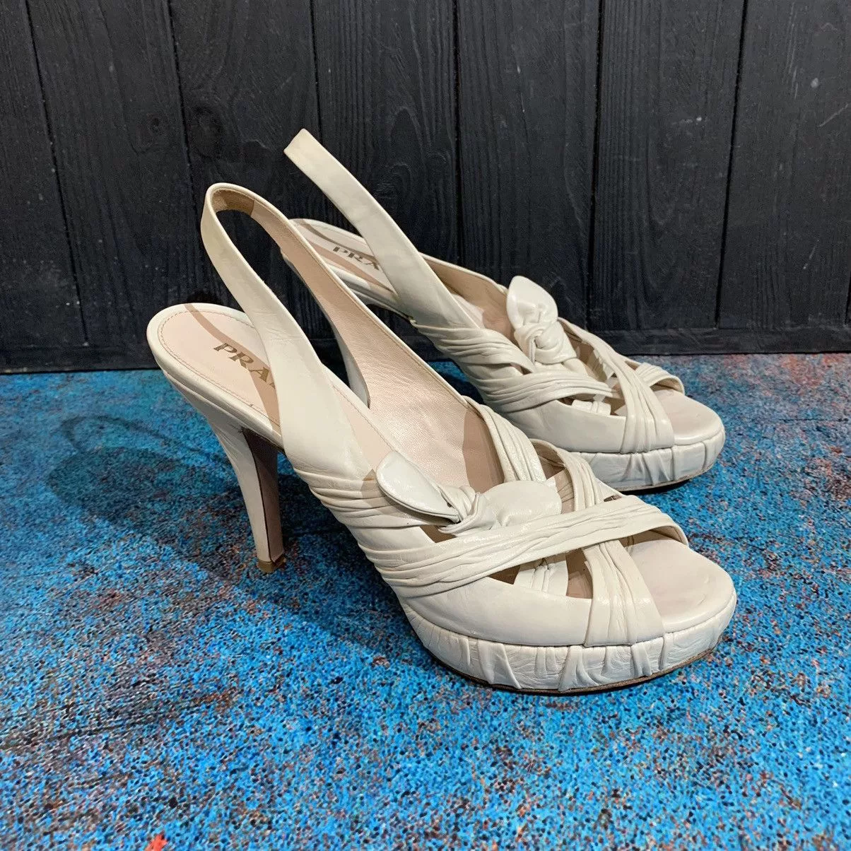 Prada Heels Prada Leather Heels Size 38 Beige Luxury
