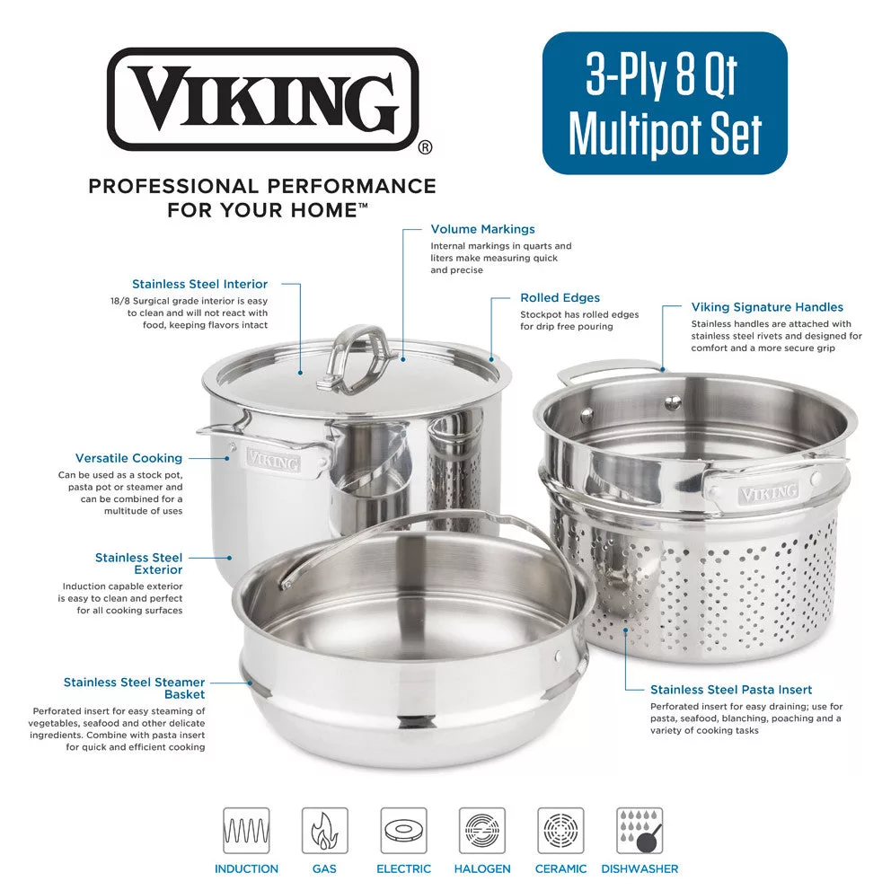 Viking 3 ply 8 QT Multi Pot