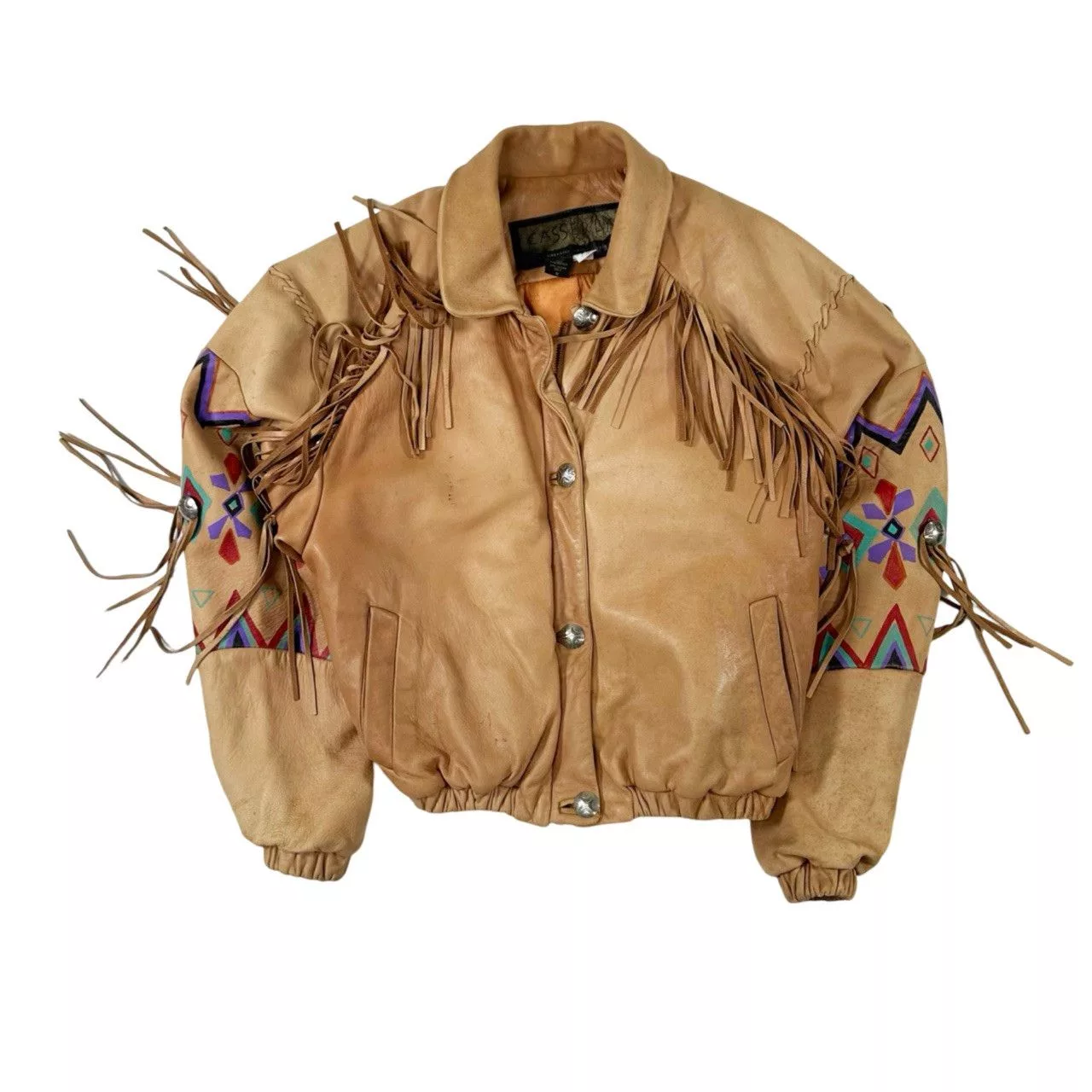 Vintage Leather Jackets Vintage 90s Casserly Tassel Leather Custom Jacket Brown Streetwear