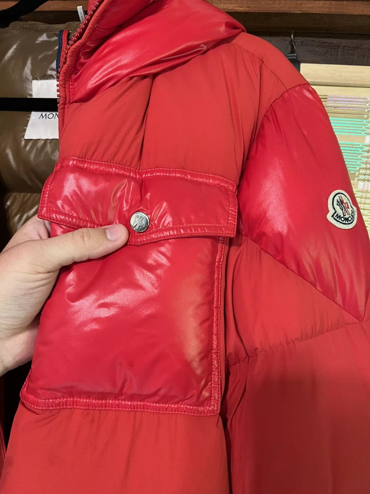 Moncler Light Jackets Moncler red puffer