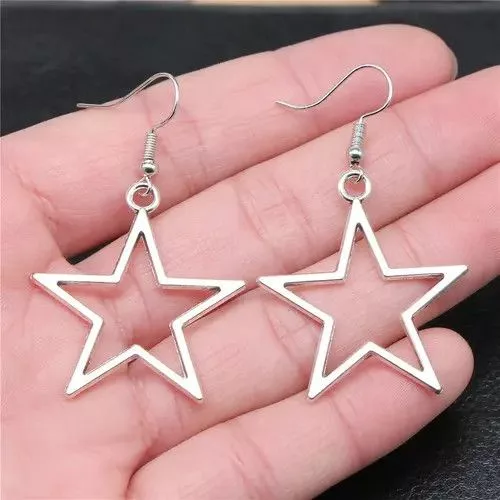 Other Earrings Other Silver Hollow Star Drop Earring Streetwear