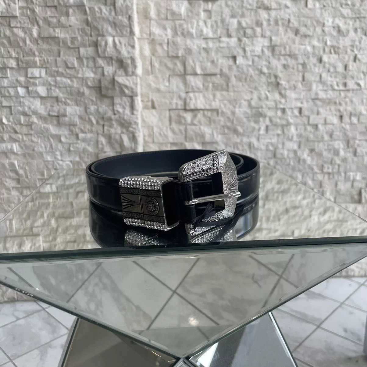 Versace Belts Versace Vitello Belt Size 85 Black