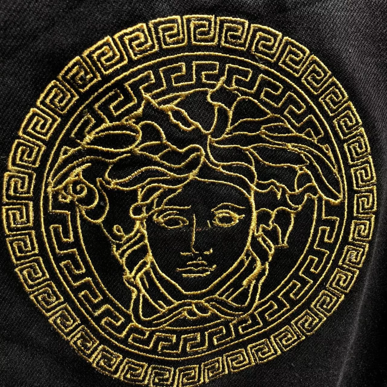 Versace Denim Jackets Versace Embroidered Logo Denim jacket Black