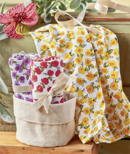 Multi Spring Bud Dishtowel S/3 In Bin