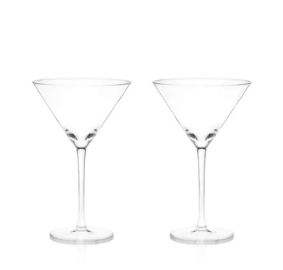 Stemmed Crystal Martini Glasses S/2