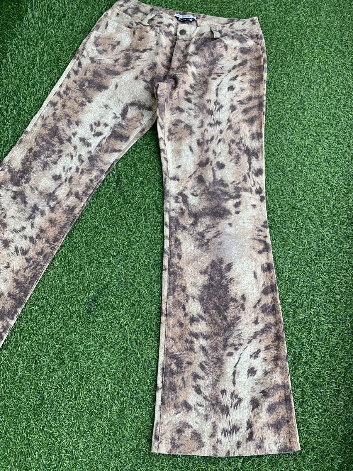 Designer Pants Designer Vintage Grace Continental Leopard Print Flare Brown