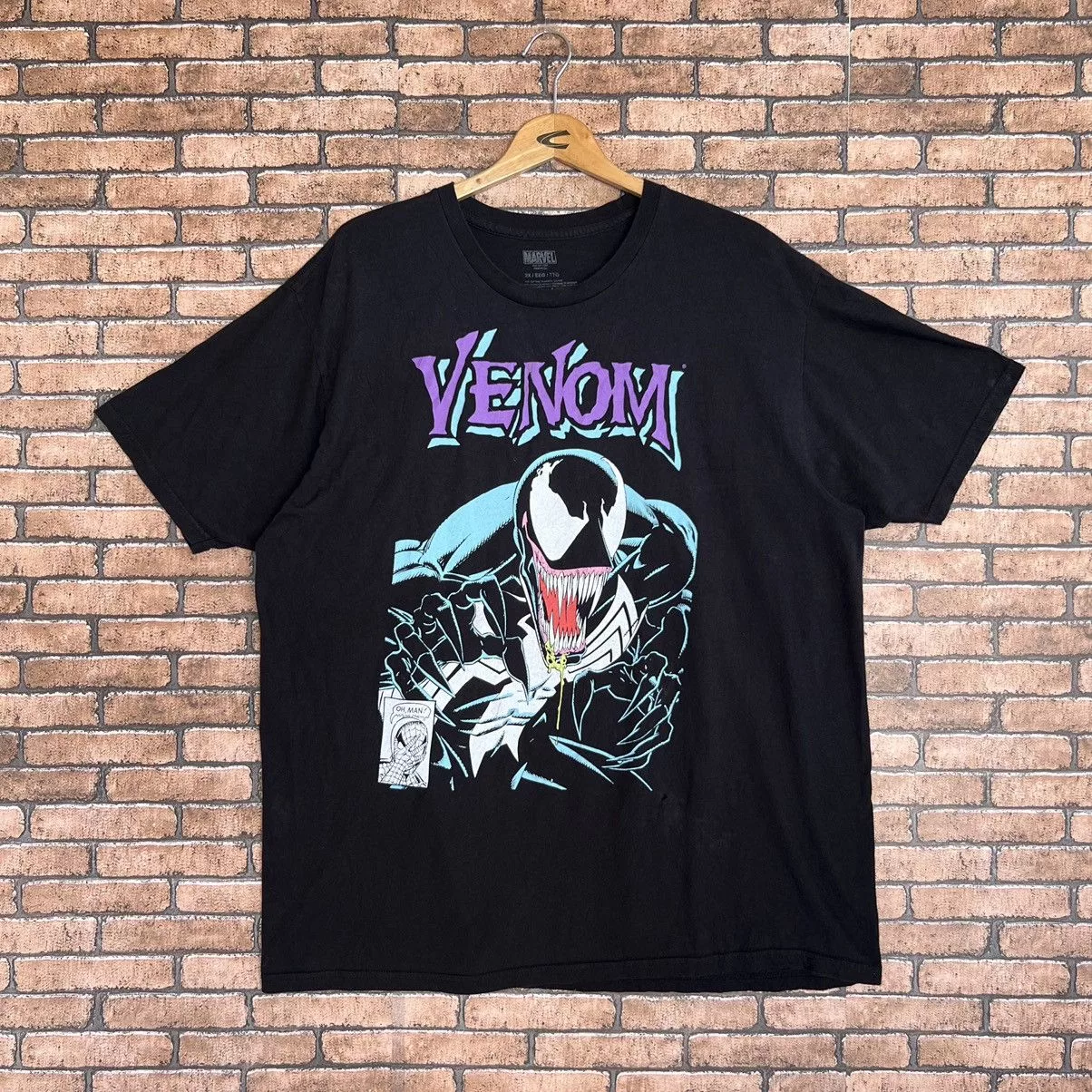 Marvel Comics Short Sleeve T Shirts Marvel Comics × Vintage Y2K Marvel Villain Character X Venom Big Graphic Tee Black