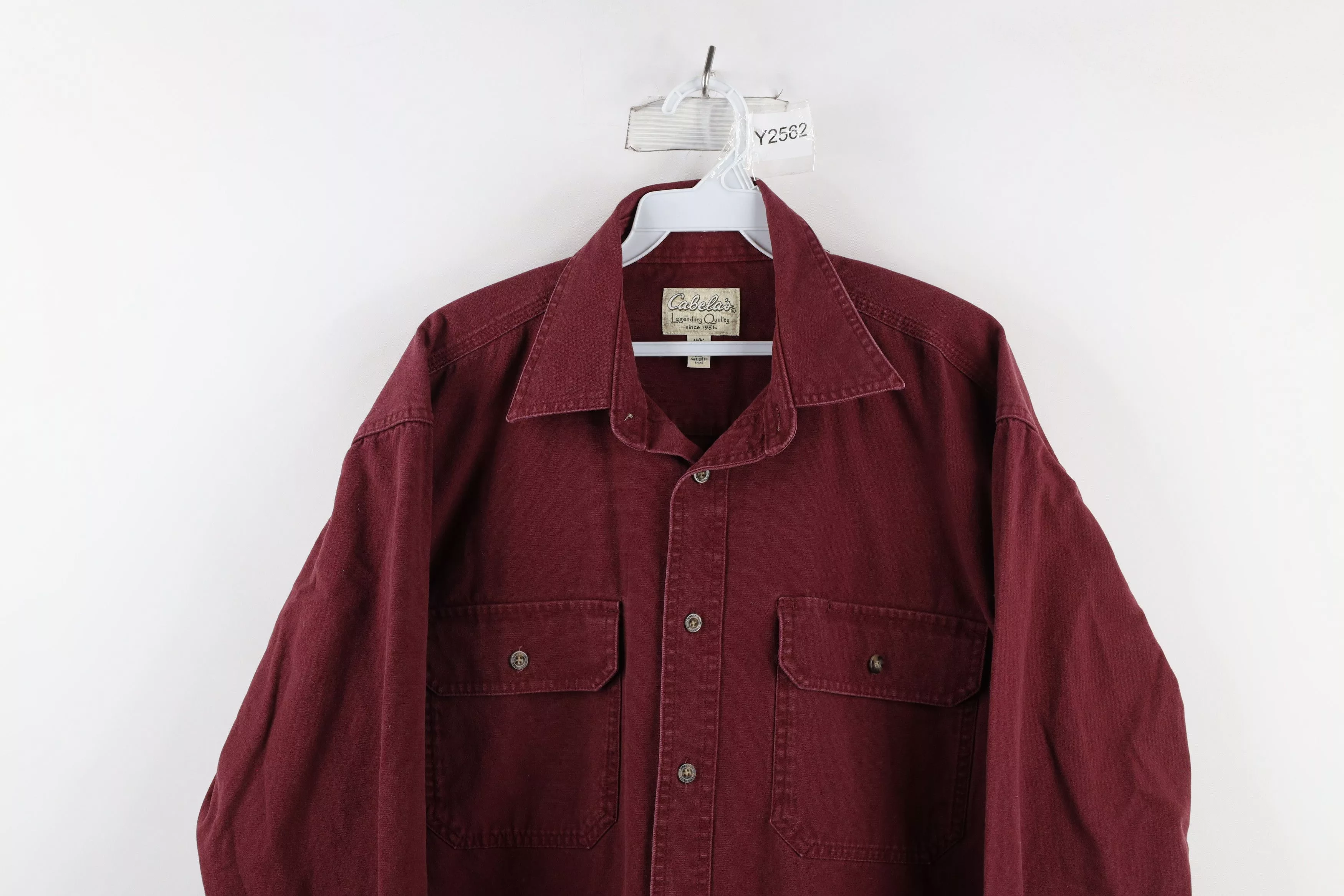 Cabelas Shirts Button Ups Cabelas × Vintage Vintage Cabelas Canvas Collared Button Shirt Burgundy Cotton