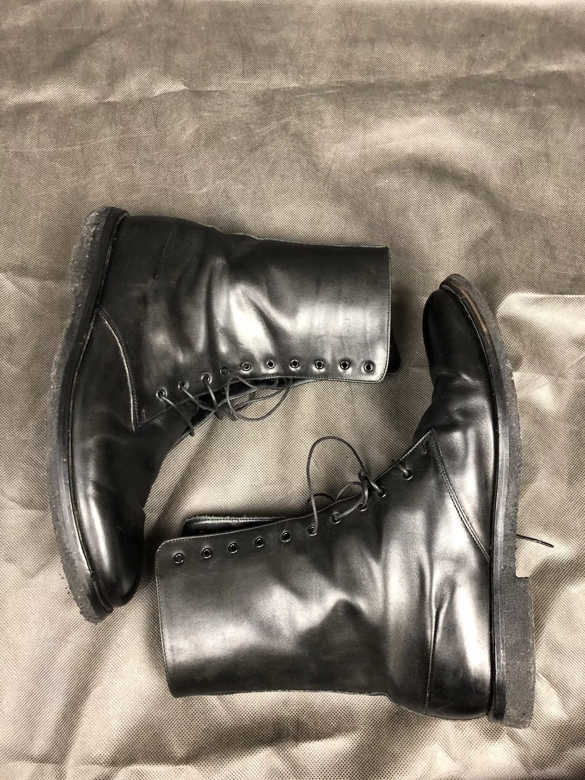 Dior Boots Dior × Hedi Slimane Rare! AW03 Luster Combat Boots Black