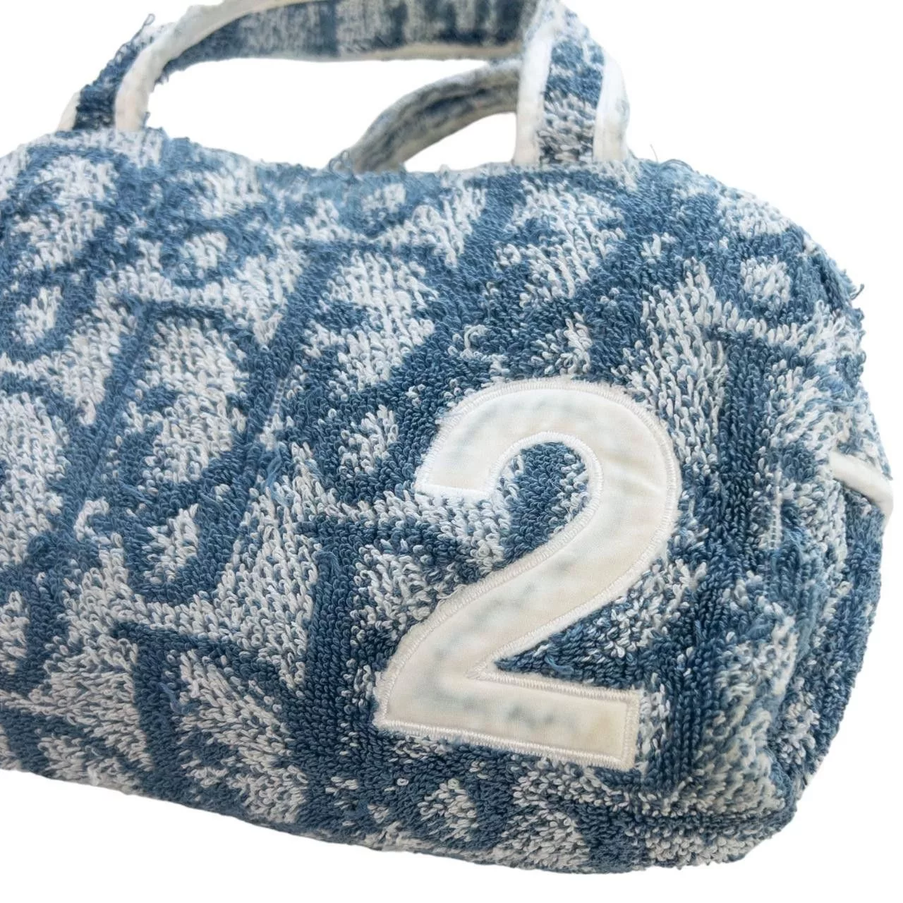 Dior Handle Bags Vintage Dior Monogram Terry Cloth Hand Bag Blue