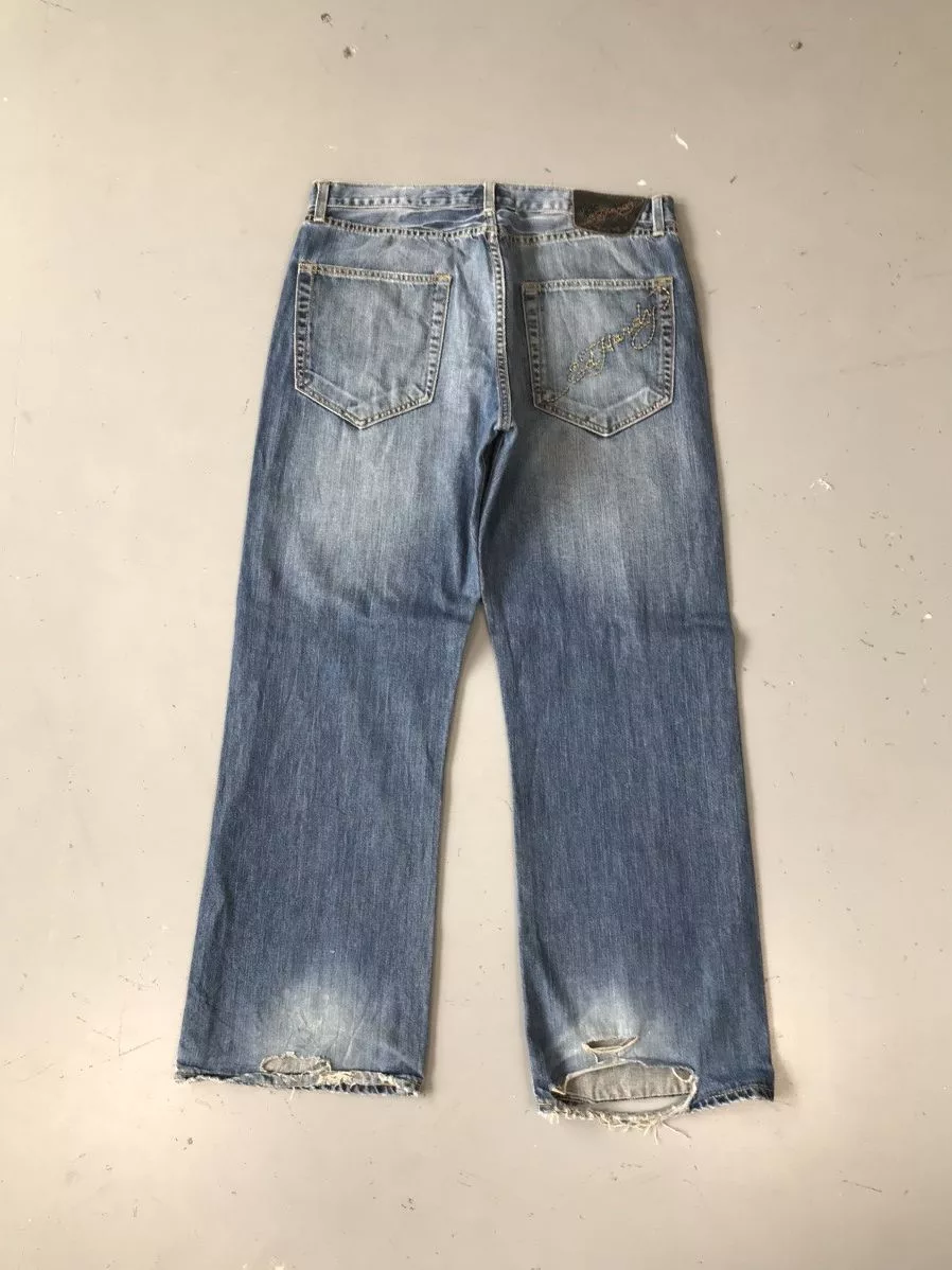 Ed Hardy Denim Ed Hardy × Vintage Ed Hardy Spell Out Denim Blue Streetwear