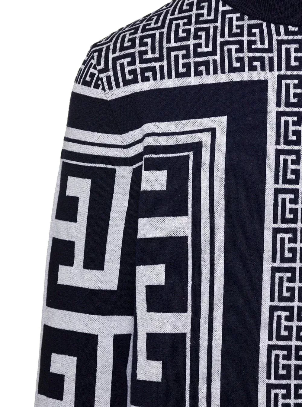Balmain Sweaters Balmain o1w1db10624 Maxi Monogram Scarf Sweater in Black