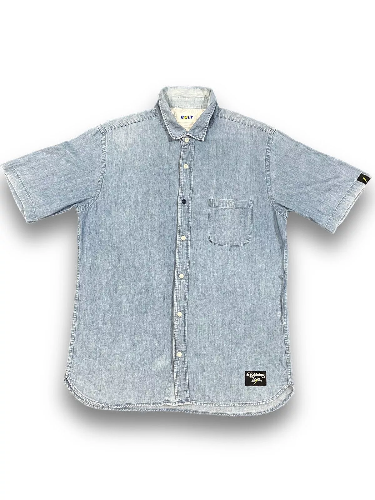 Lightning Bolt Shirts Button Ups Lightning Bolt × Vintage Vintage Lightning Bolt Denim Button Ups T-Shirt Blue Streetwear