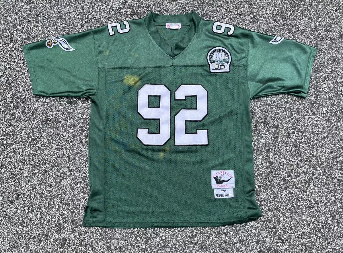 Mitchell & Ness Jerseys Mitchell & Ness × Vintage Reggie White Eagle Vintage Baggy Jersey Green Streetwear