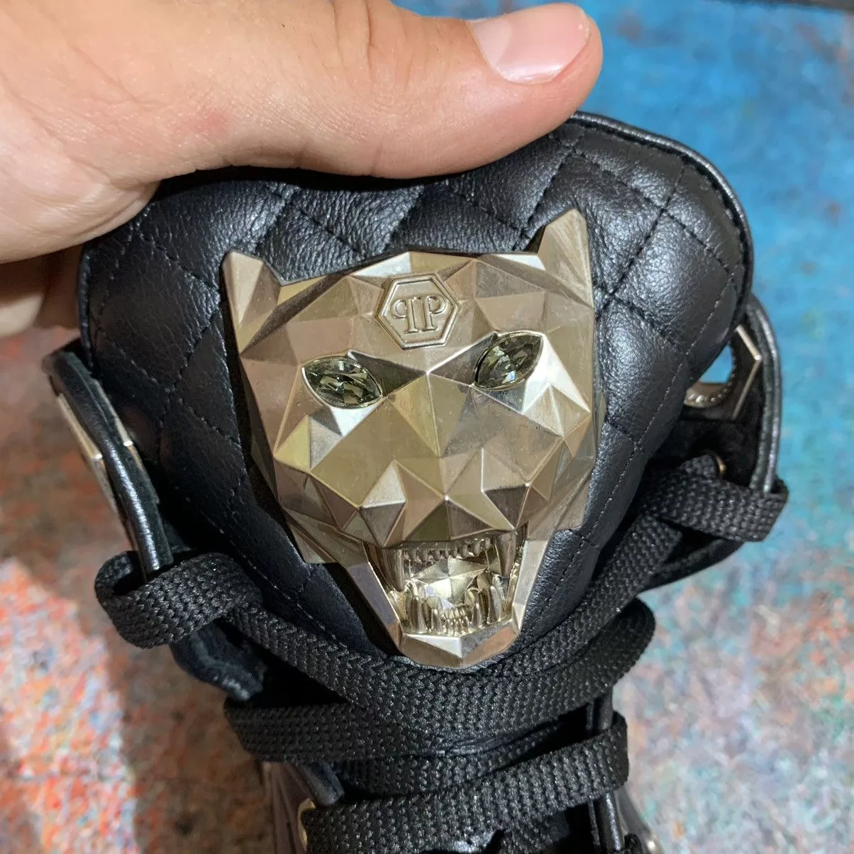 Philipp Plein Hi Top Sneakers Philipp Plein Women’s Leather Sneakers Size 38 Black Luxury