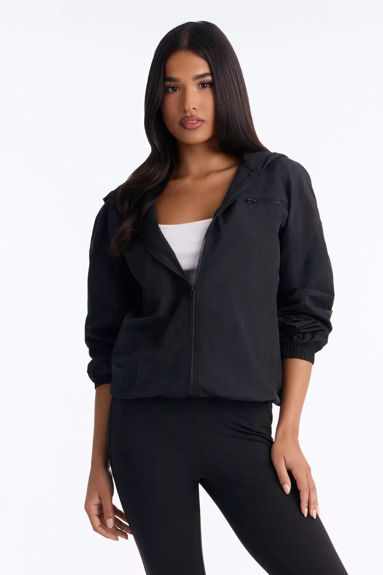 Brandy Windbreaker Capri Set - Black