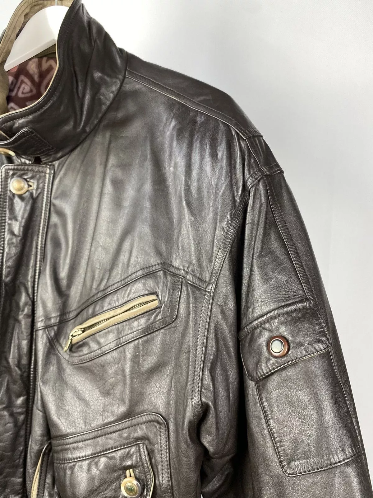 Vintage Leather Jackets Vintage Leather Jacket Genuine Leahter bomber Moto Oldmoney Brown Avant-Garde