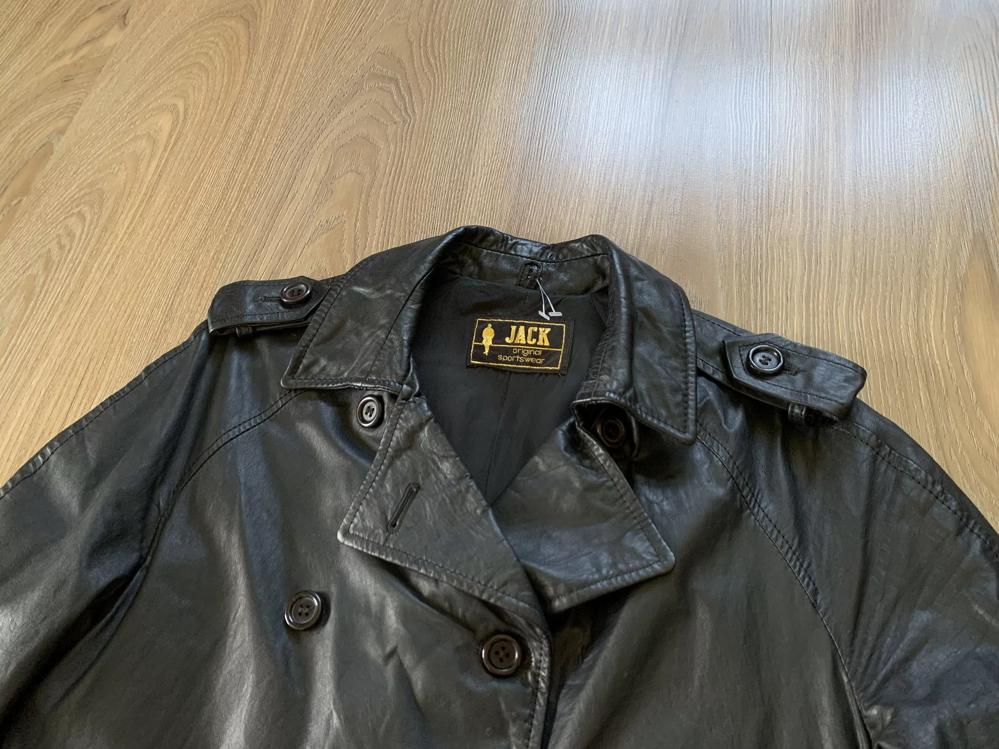 Genuine Leather Leather Jackets Genuine Leather × Vintage Jack Vintage Long Leather Jacket Black