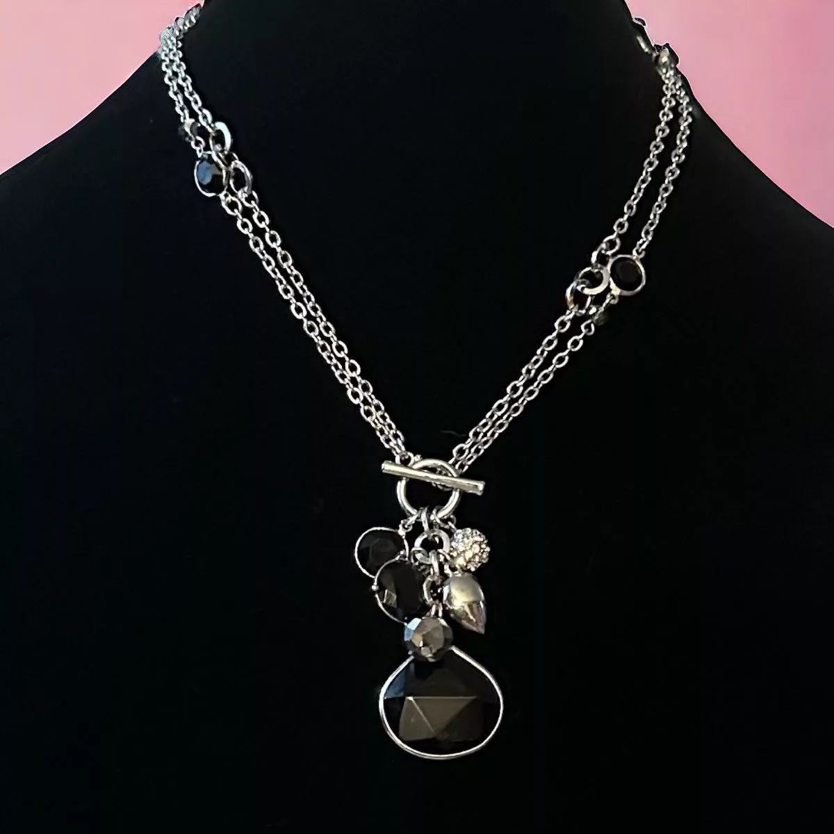 White House Black Market Necklaces White House Black Market WHBM bezeled stone charm cluster necklace Silver