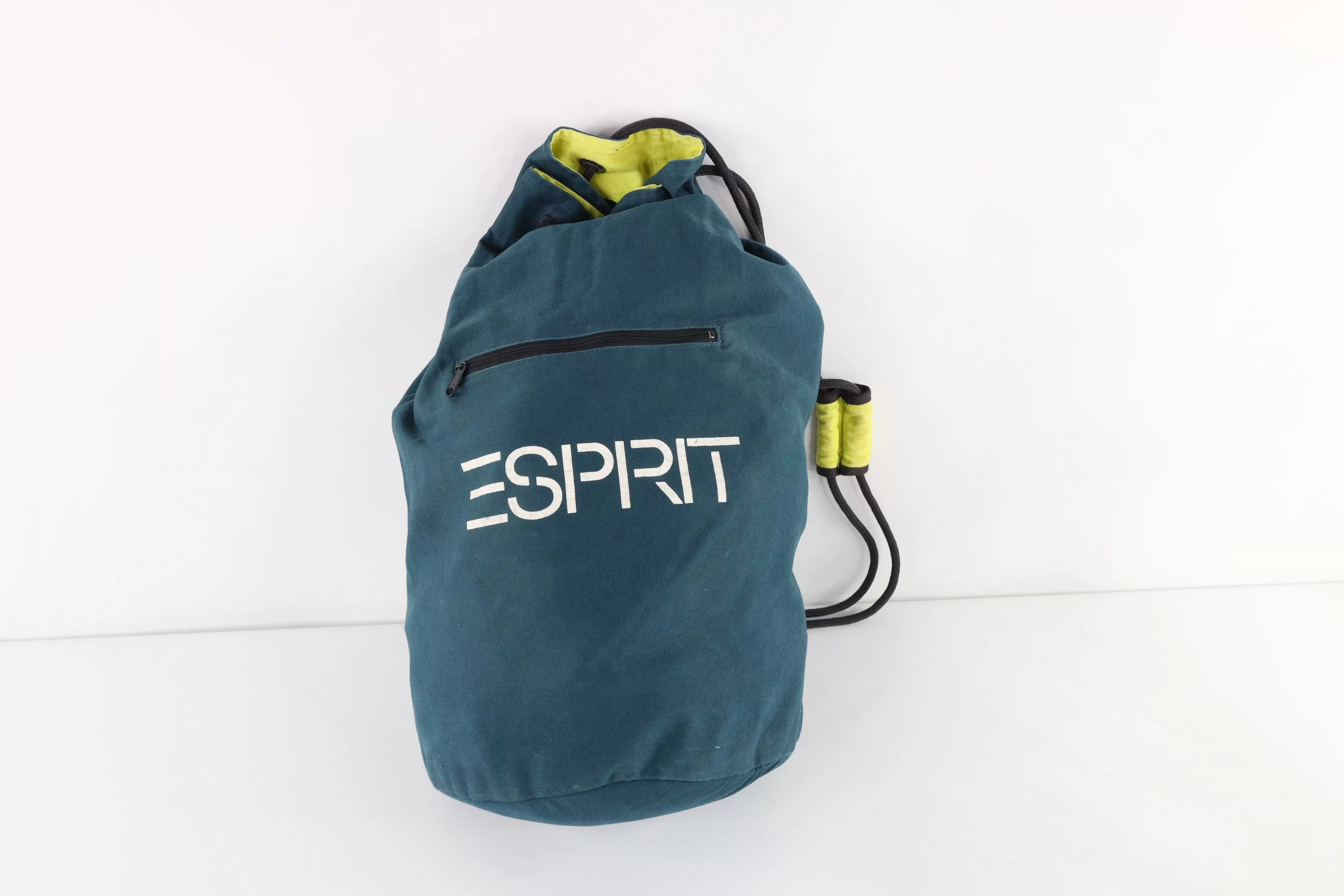 Esprit Backpacks Esprit × Vintage Vintage 90s Esprit Distressed Spell Out Cinch Top Backpack Blue
