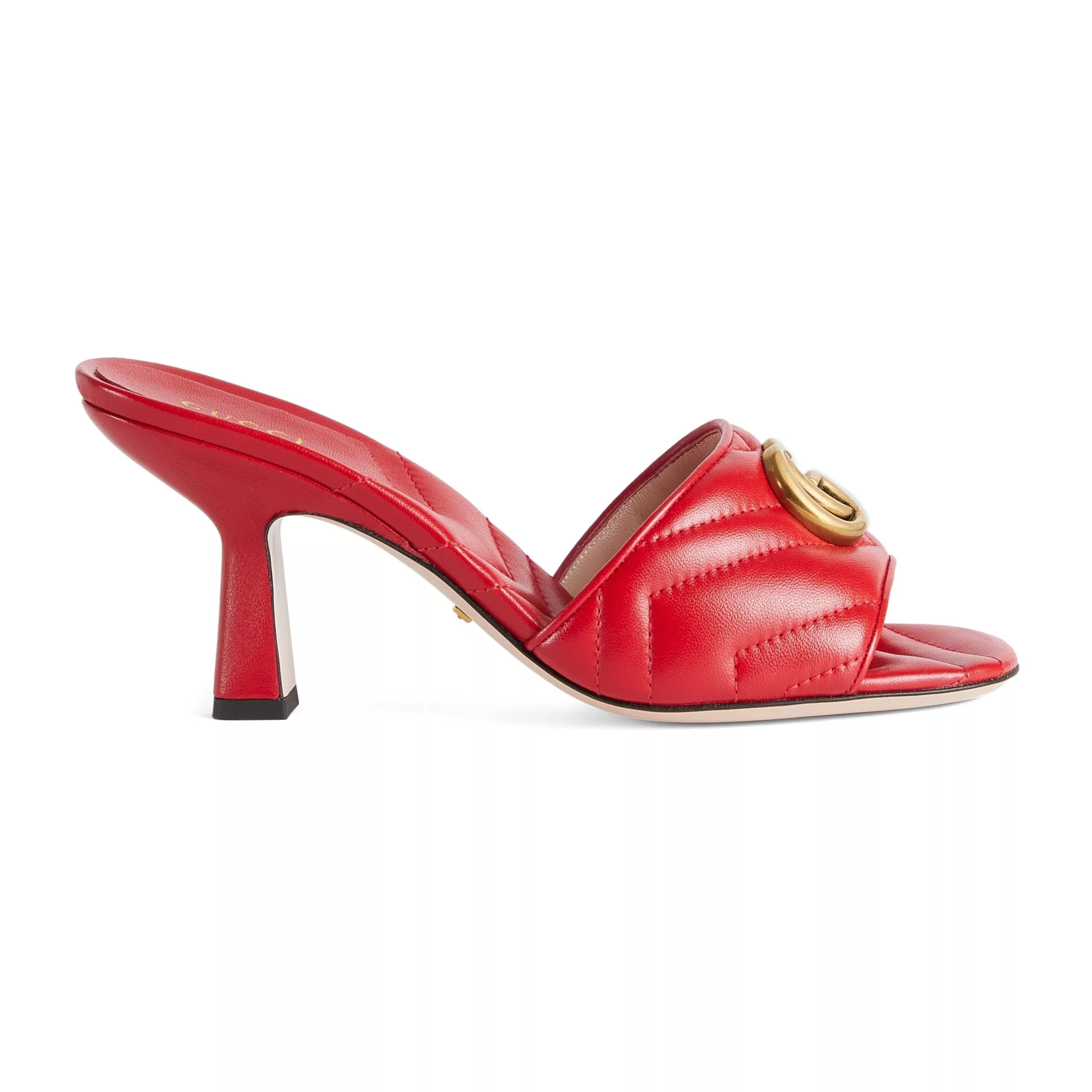 Gucci Miscellaneous Gucci Double G Leather Slide Sandals SIZE 37.5 Red