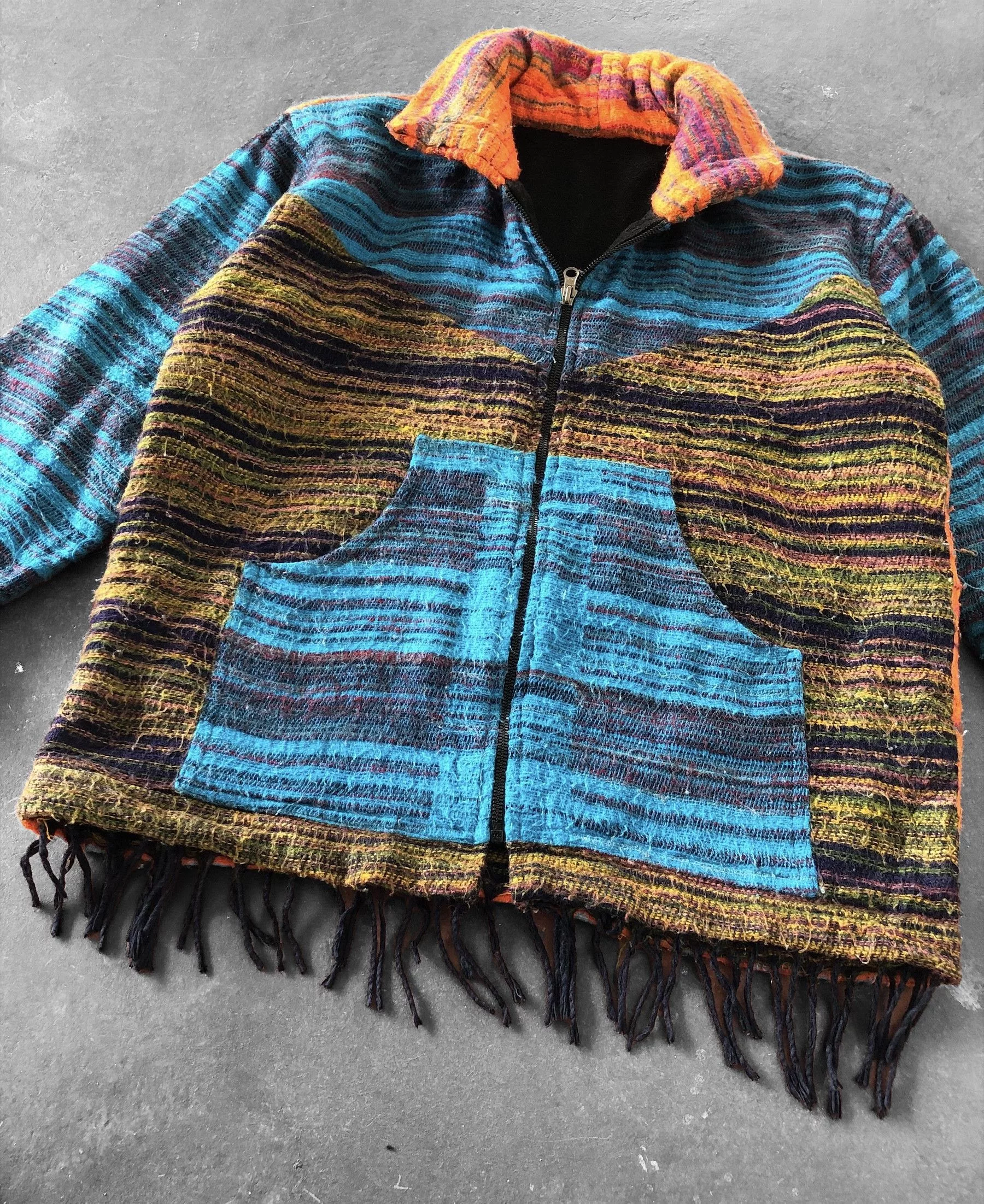 Native Light Jackets Native × Vintage RARE🔥VINTAGE NATIVE WOOL BLEND KNIT PATCHBLOCKS JACKET Multi