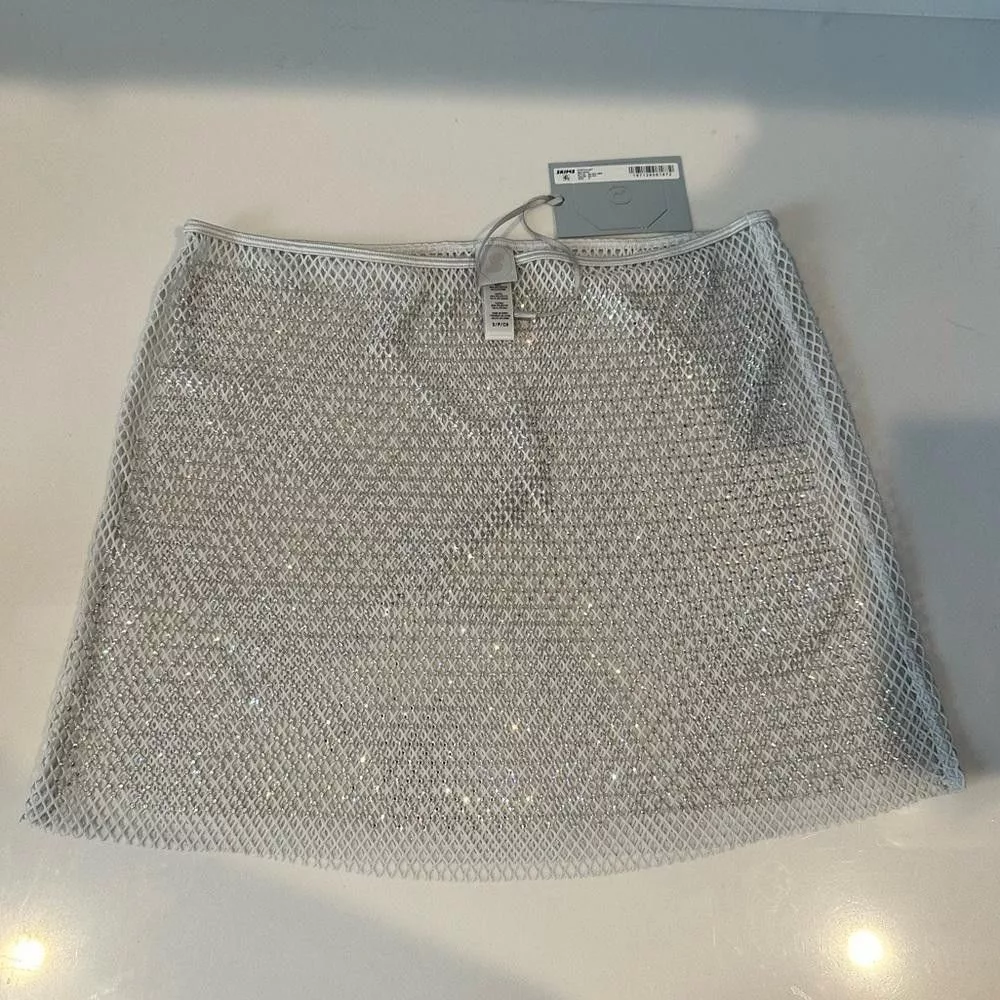 SKIMS Mini Skirts Swarovski x Skims Stretch Net Silver Mini Skirt Small