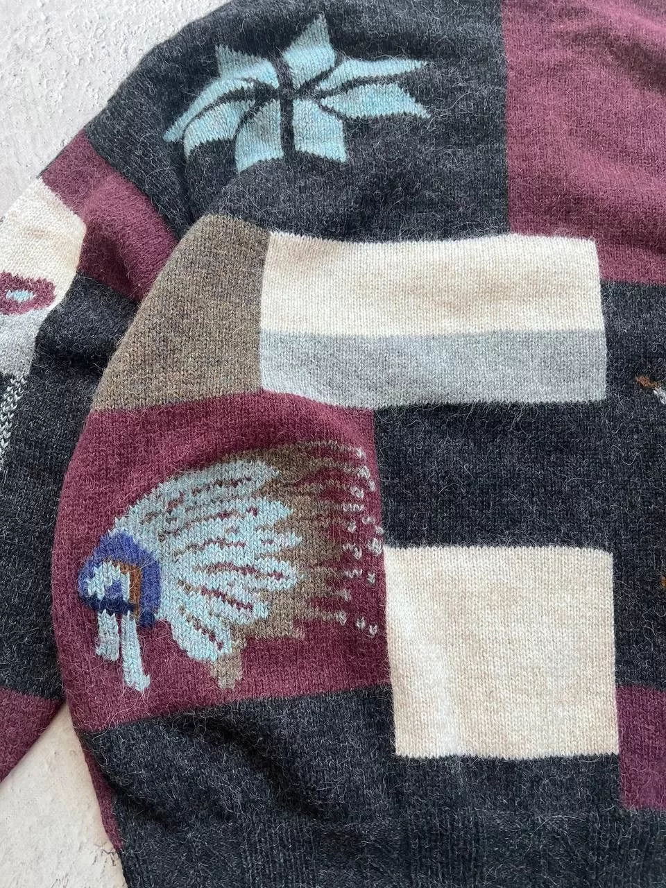 Hugo Boss Sweaters Knitwear Hugo Boss × Vintage Hugo Boss wool sweater patterned jumper vintage 90’s boxy Gray