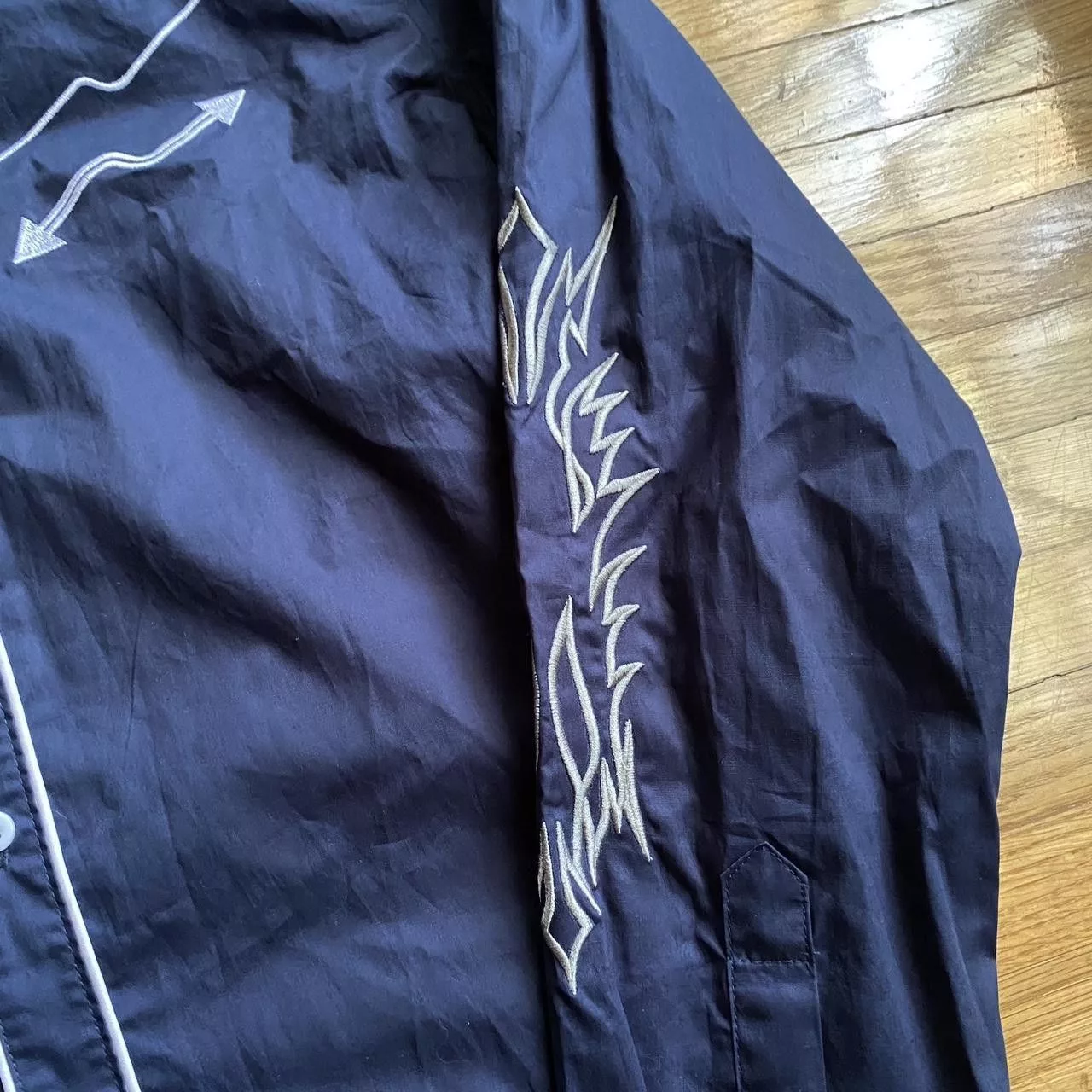 Other Shirts Button Ups Other Coofandy embroidered windbreaker button down Blue
