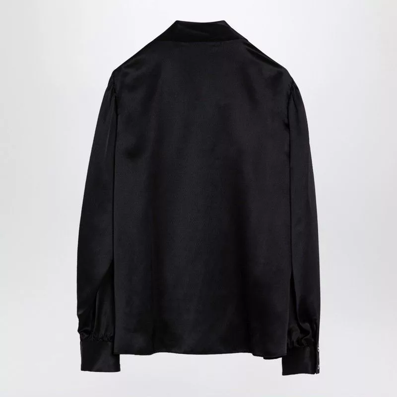 Alessandra Rich Polos Alessandra Rich Black Silk Shirt With Bow Multi