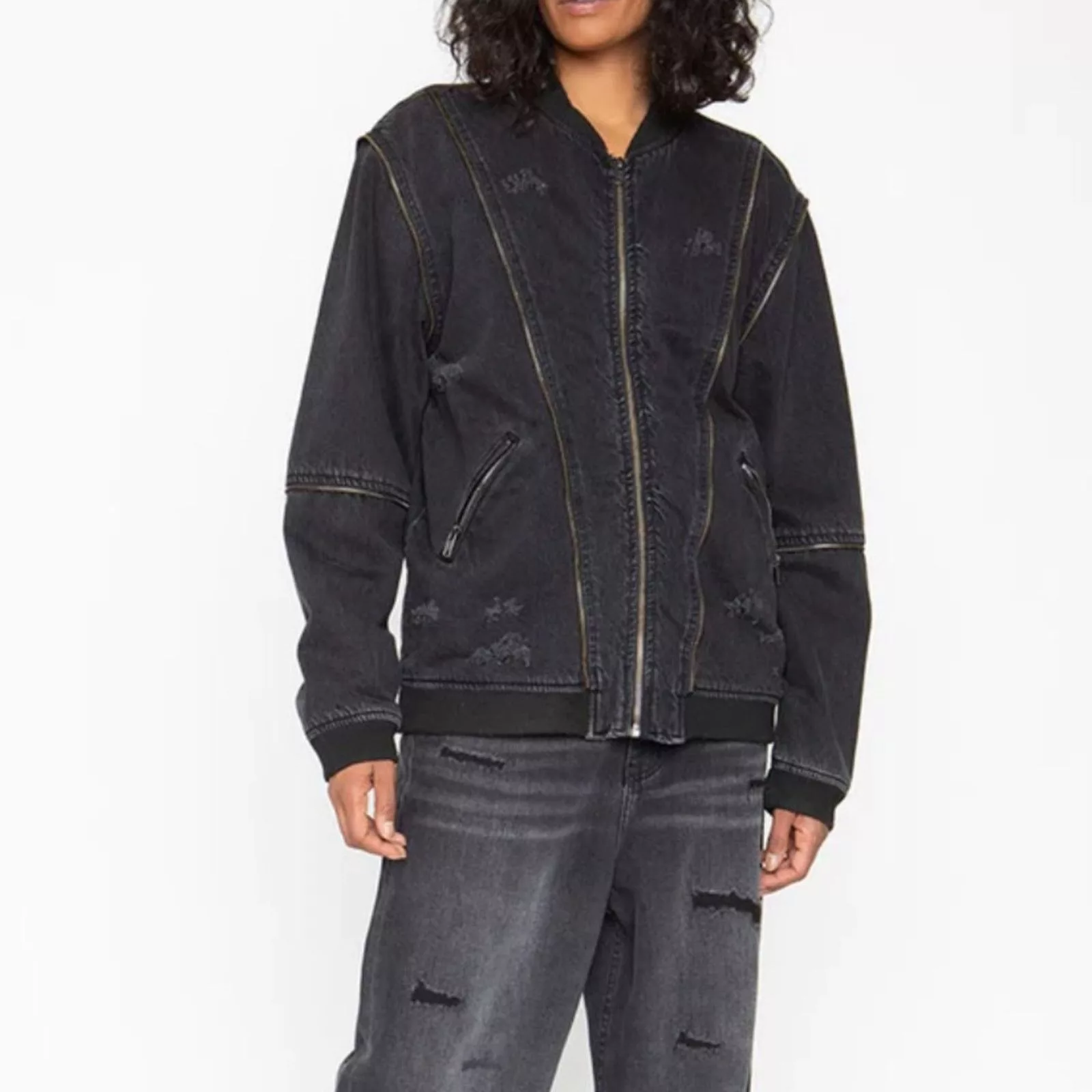 Sandrine Rose Jackets SANDRINE ROSE Black Zip Bomber NWT in Medium