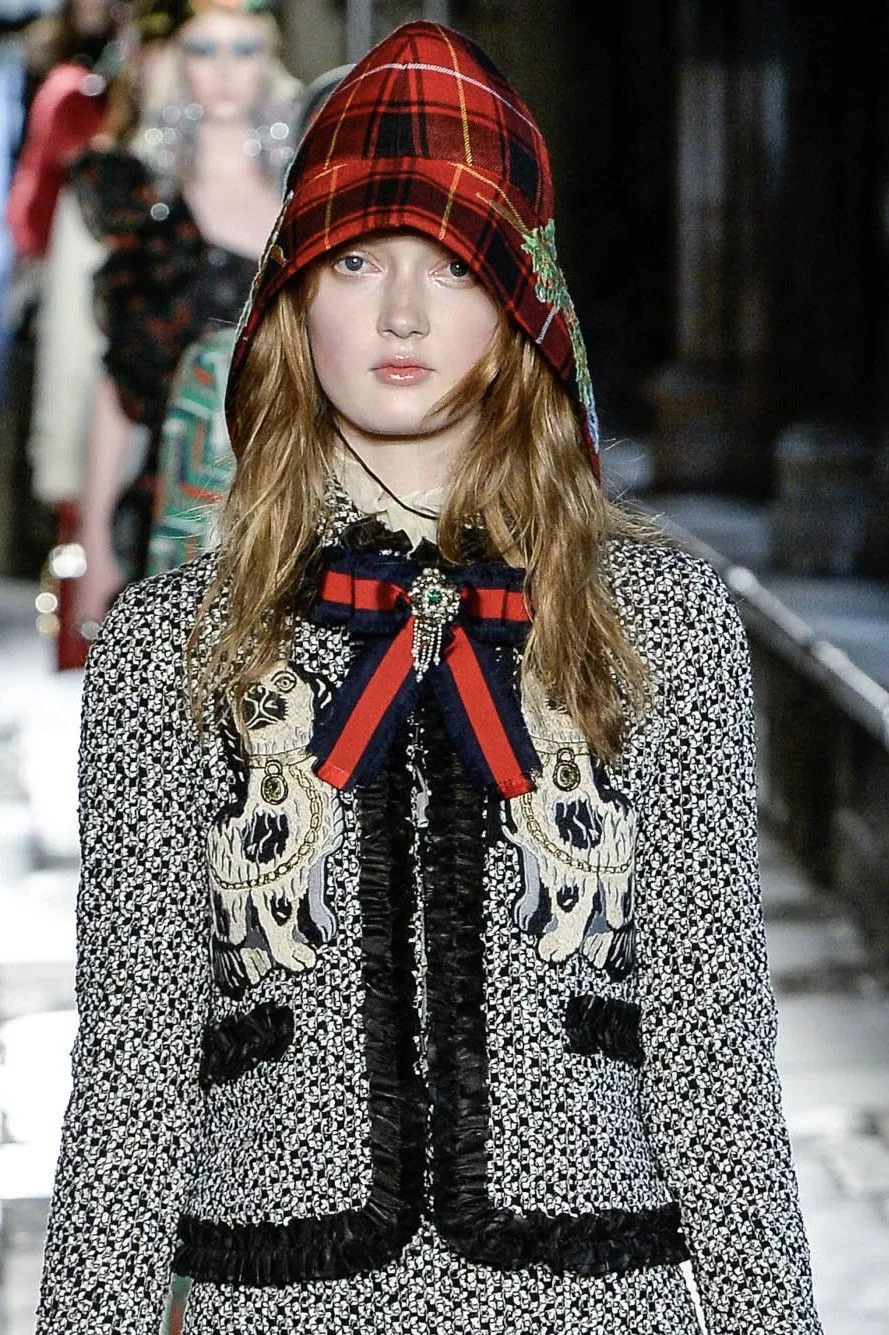 Gucci Hats Rare Runway Gucci Tartan Wool Embroidered Hat