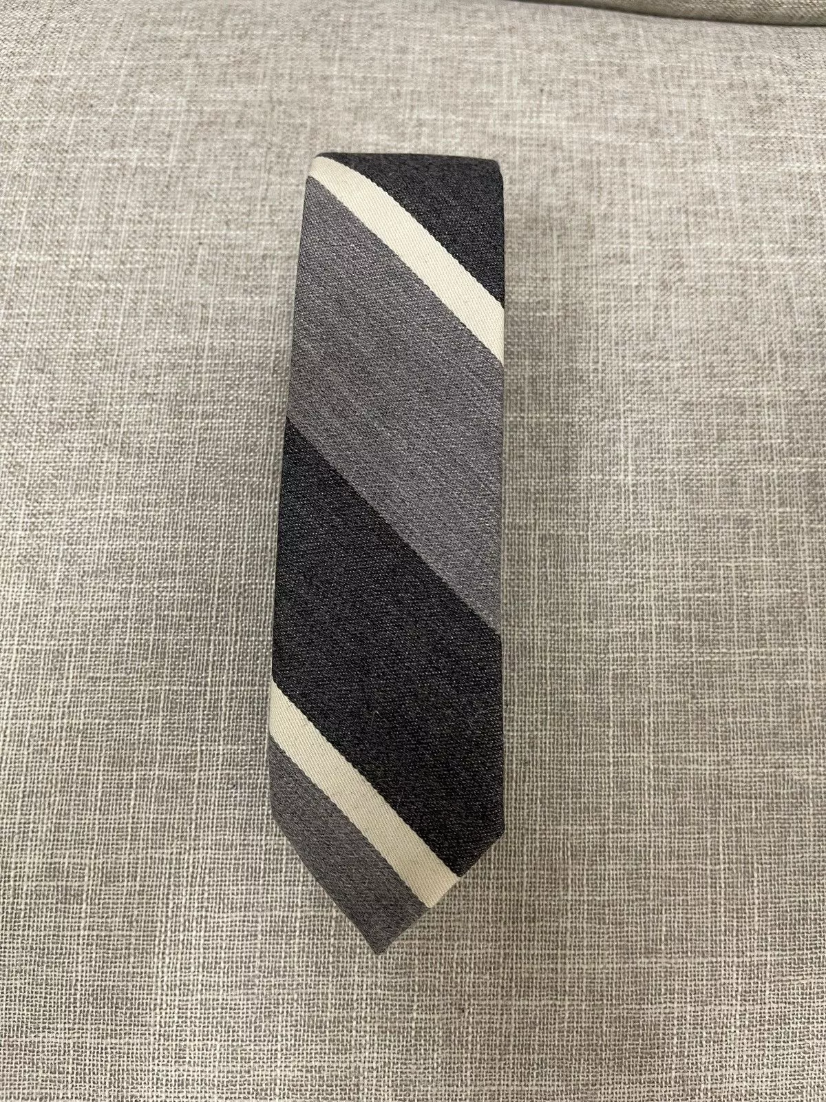 Thom Browne Ties Pocketsquares Thom Browne Classic Grey x White Stripe - Tie Multi
