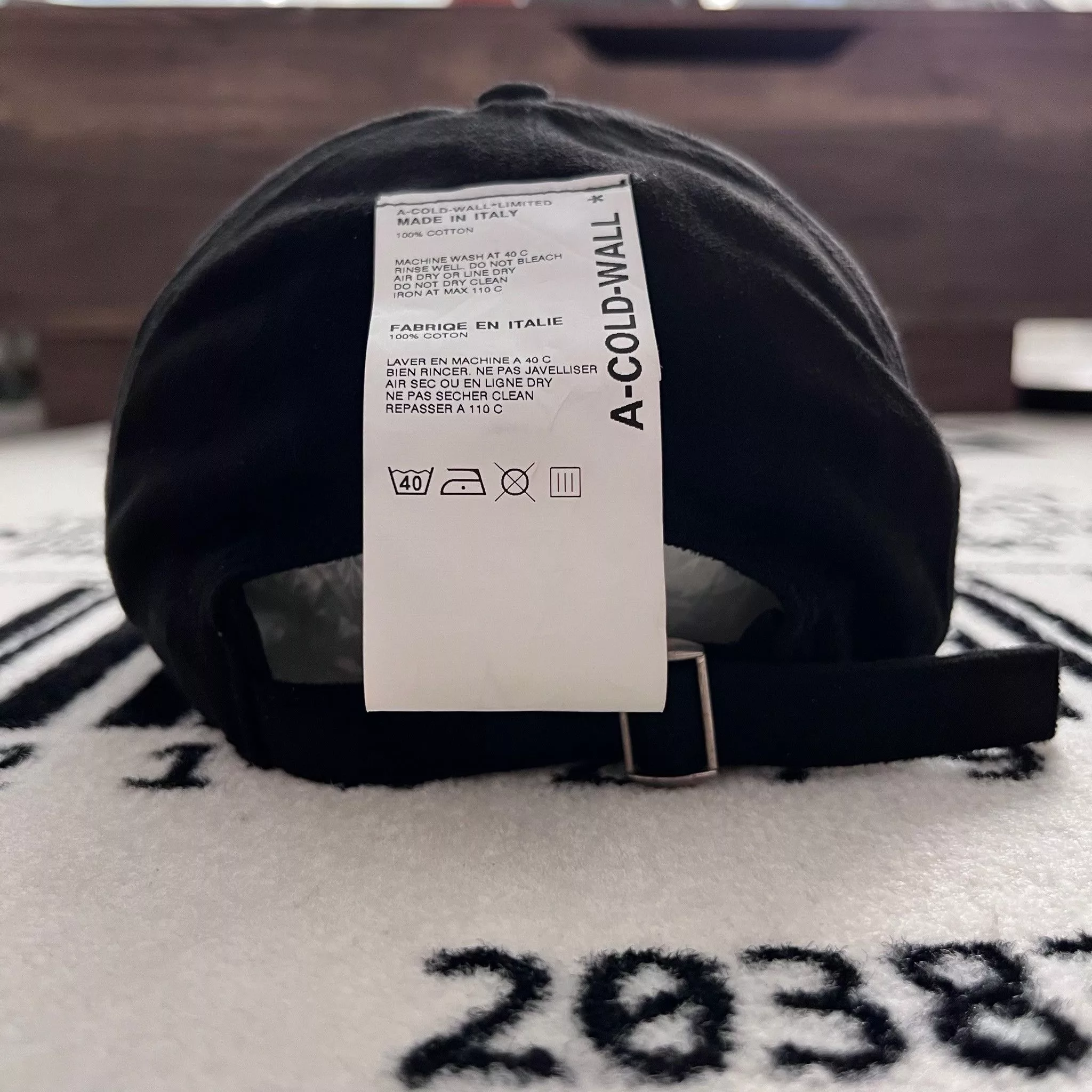 A-COLD-WALL* Hats A-COLD-WALL* EMBROIDERED LOGO Back Label Tag SUEDE CAP Black