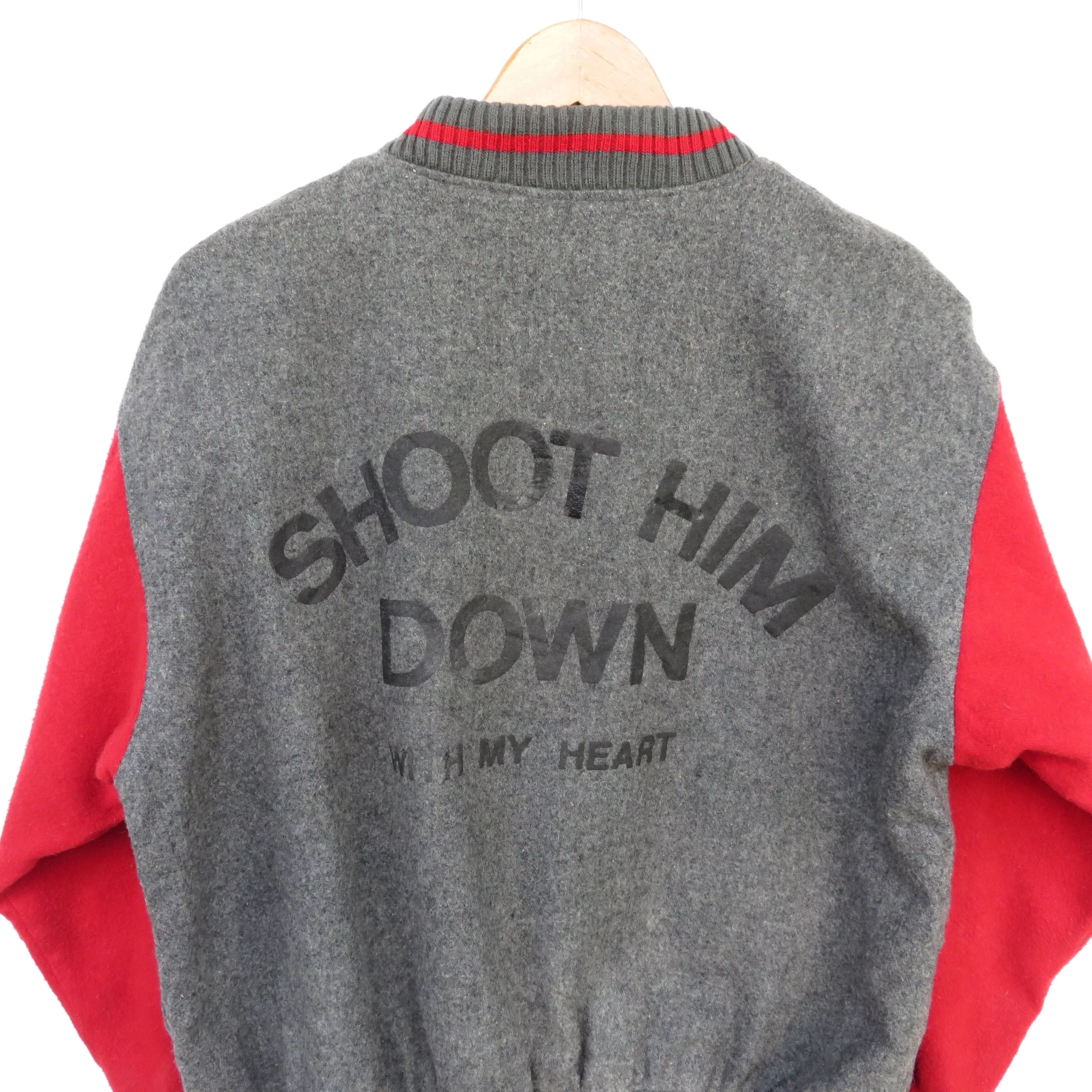 Vintage Light Jackets Vintage Varsity Wool Jacket 'Shoot Him Down' Multi
