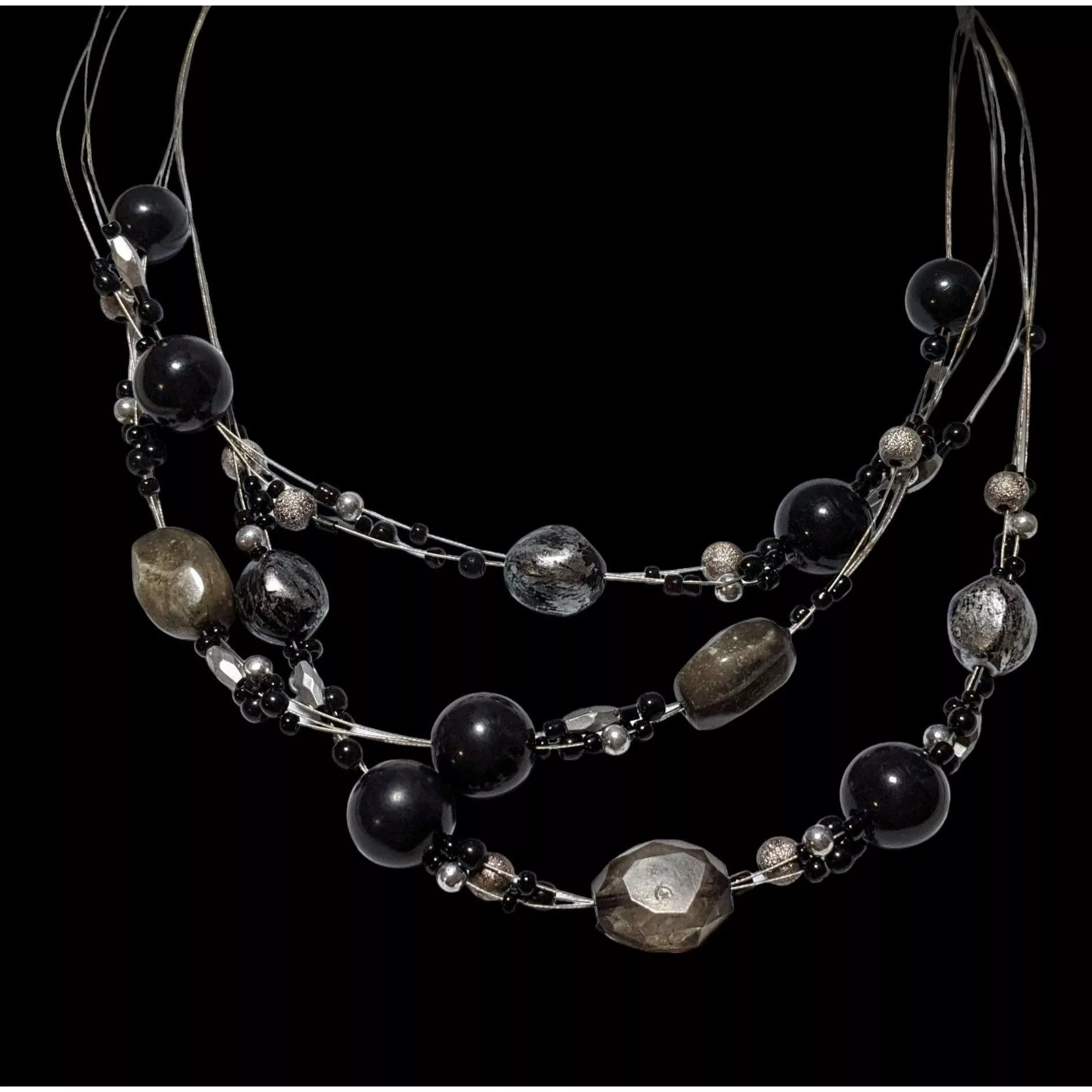 Other Necklaces Other Gothic Beaded Floating Necklace Black