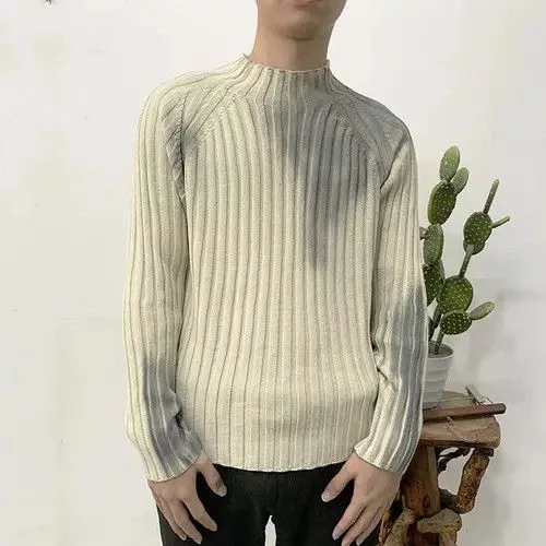 Designer Sweaters Knitwear Designer × Japanese Brand Slim Fit Knitted Pullover With Graffiti White Avant-Garde