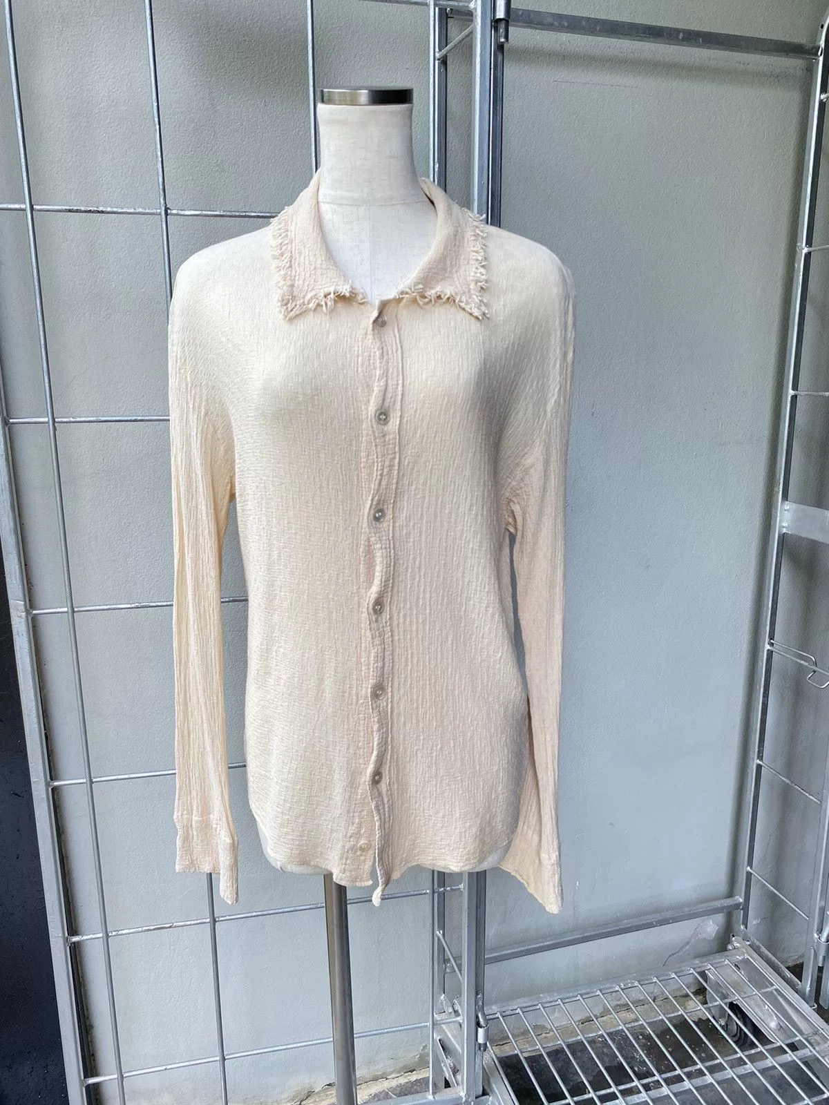 Issey Miyake Button Ups Issey Miyake Plantation pleated blouse shirt Beige