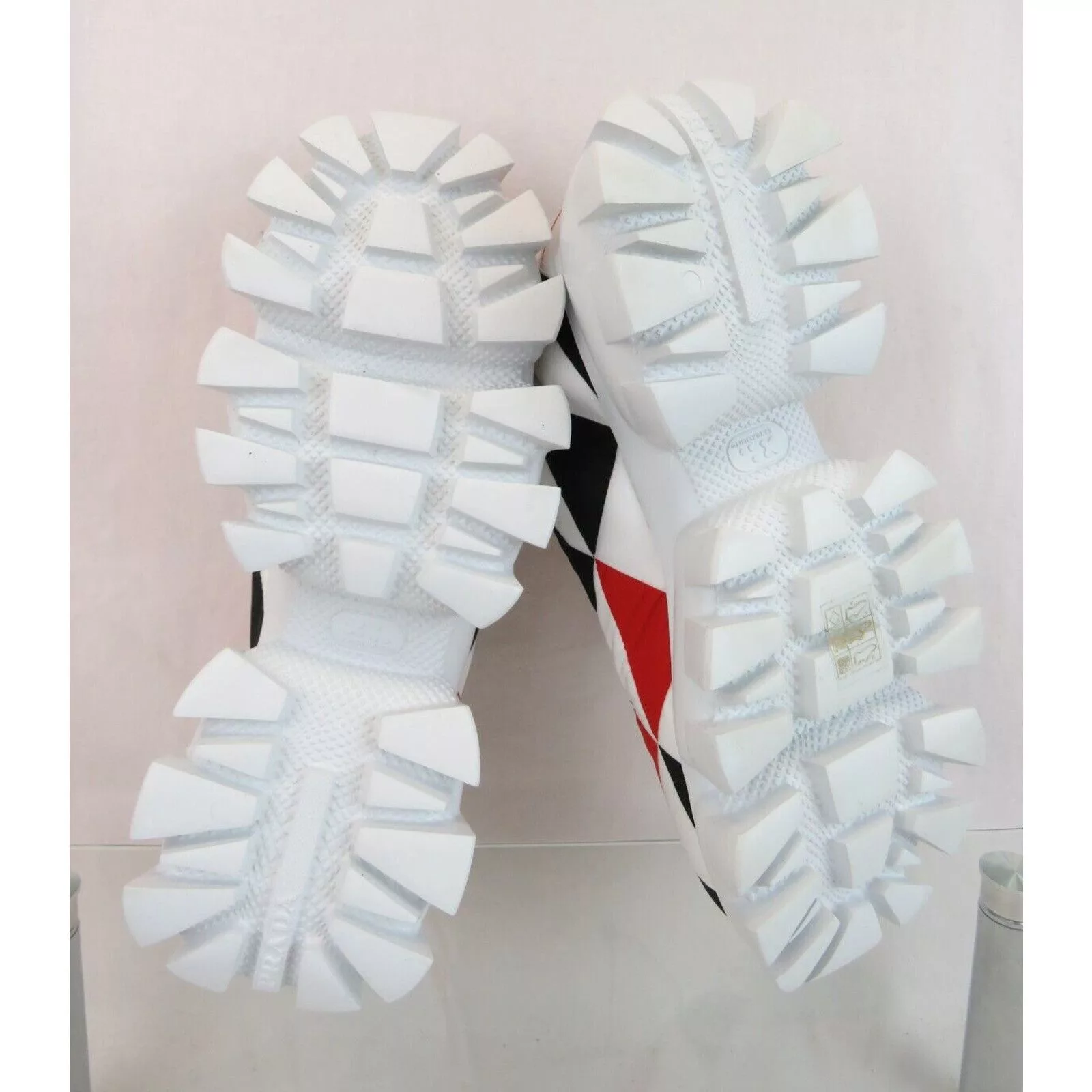 Prada Low Top Sneakers Prada 1E863M WHITE BLACK RED NYLON LOGO THUNDER LOW SNEAKERS 38.5