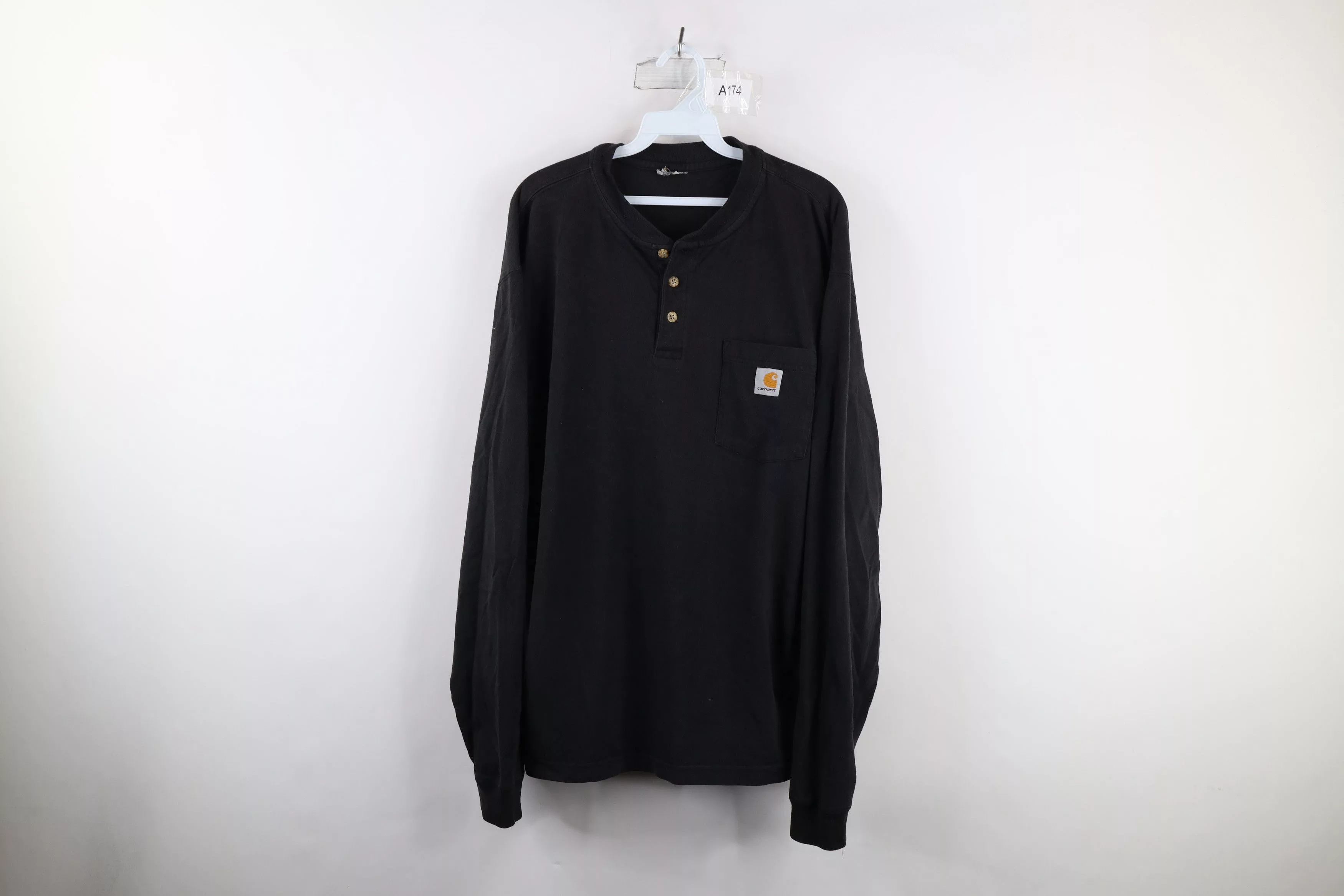 Carhartt Short Sleeve T Shirts Carhartt × Vintage Vintage Carhartt Out Long Sleeve Henley T-Shirt Black Cotton