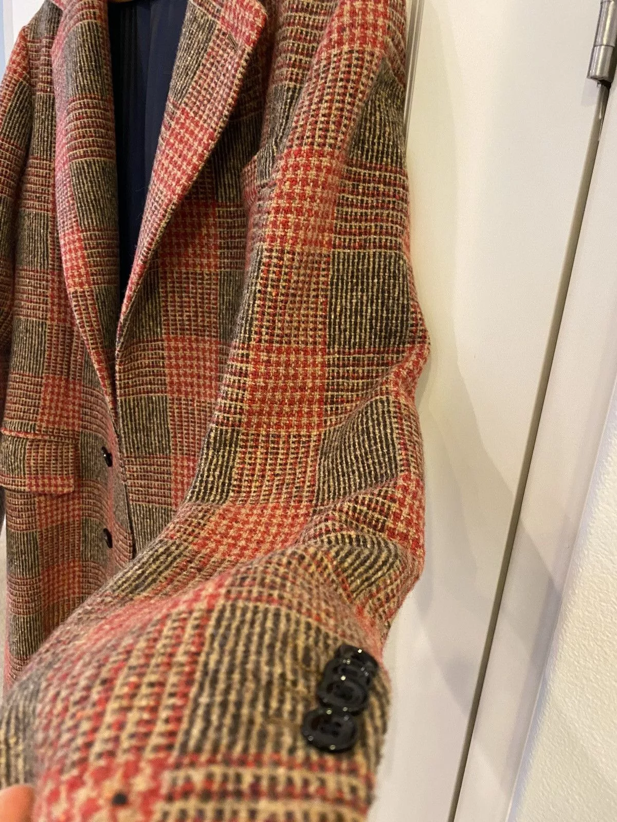 MP Massimo Piombo Heavy Coats MP Massimo Piombo Checked Oversized Long Coat Italy Made Brown