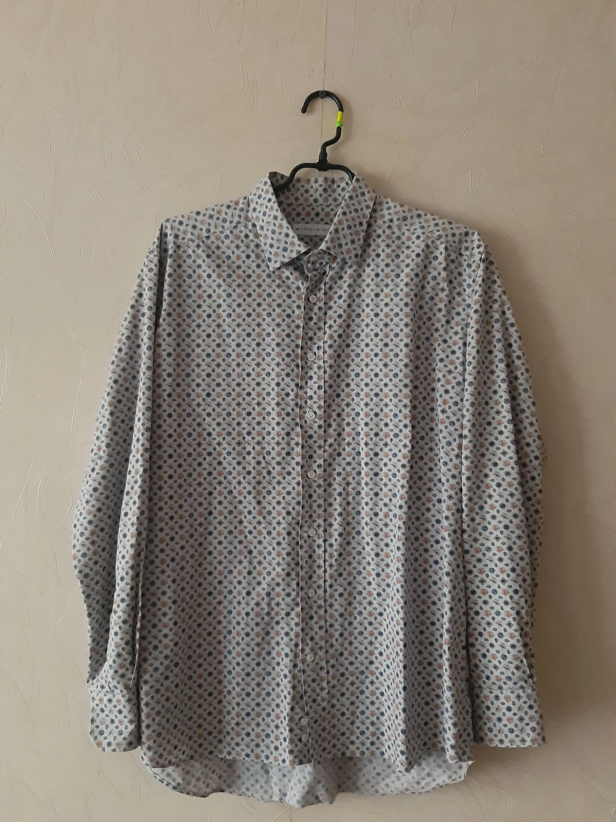 Etro Shirts Button Ups Etro 43 All Over Print Pattern Long Sleeve Button up shirt Gray Luxury