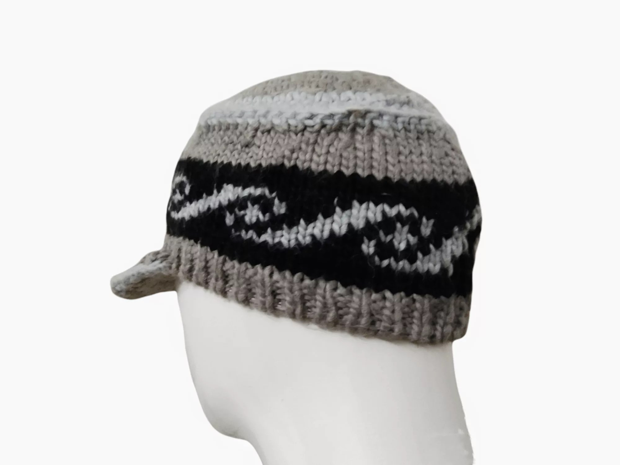 Global Work Hats Global Work × Japanese Brand RARE GLOBAL WORK KNITTED BEANIE HAT Gray Streetwear