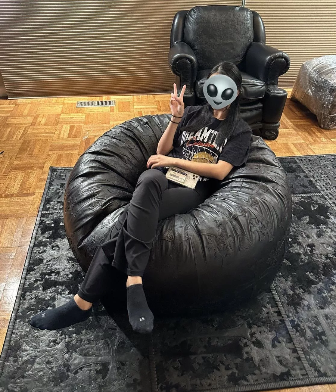 Chrome Hearts Miscellaneous Chrome Hearts Leather Bean Bag Black