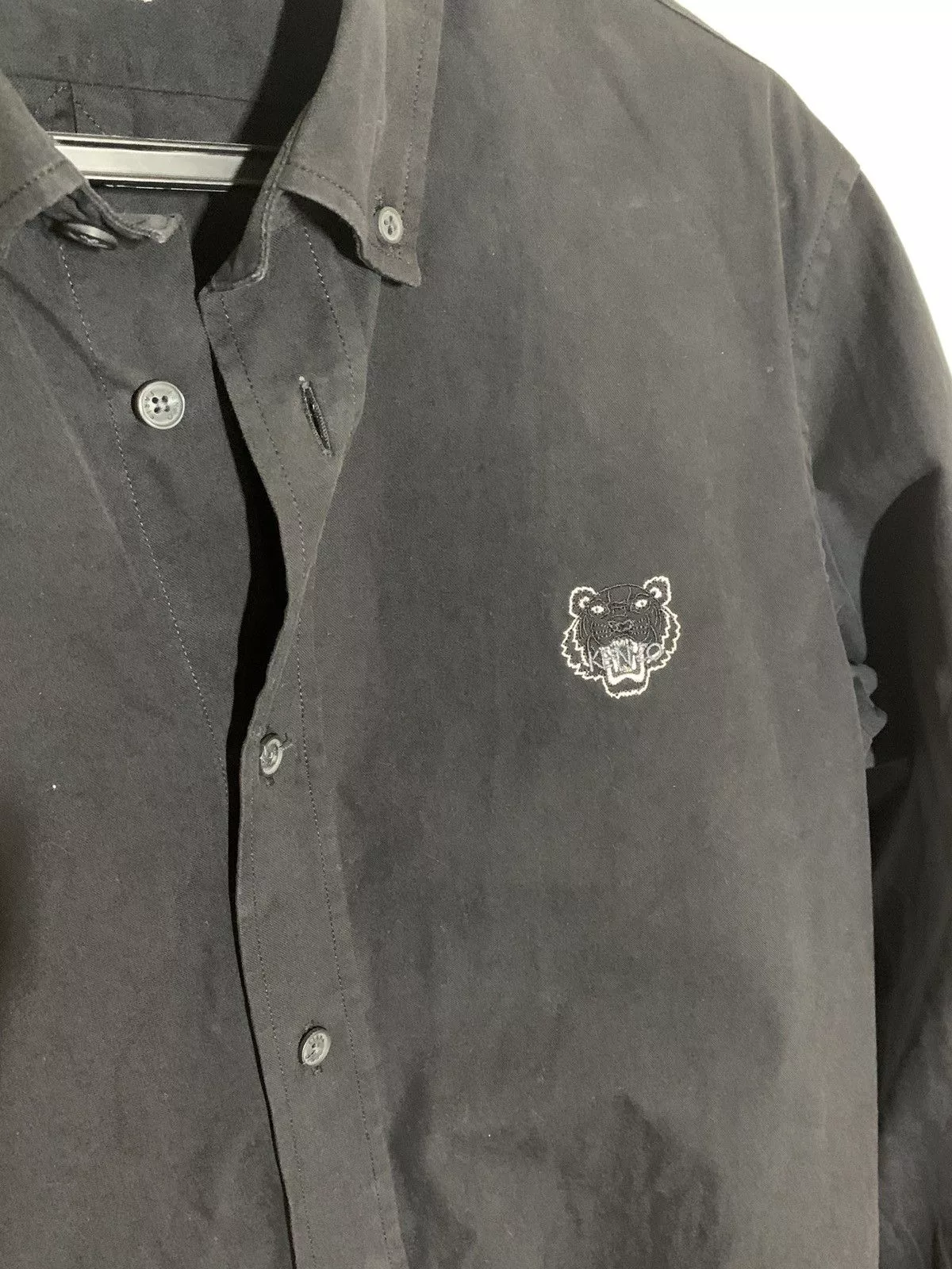 Kenzo Shirts Button Ups Kenzo Black Logo Crest Button Up