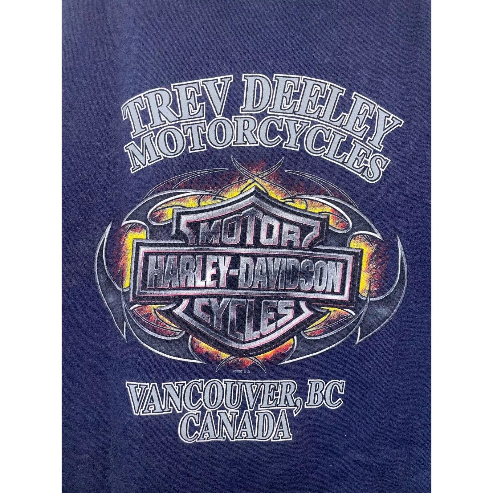 Harley Davidson Short Sleeve T Shirts 2000s Harley Davidson Vancouver BC Canada Tank Sleeveless M Blue
