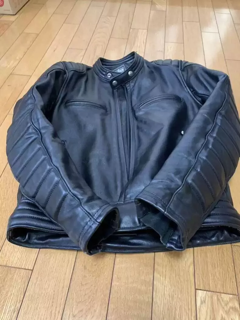 Kadoya Leather Jackets kadoyaStraight-pull collar leather coat Black