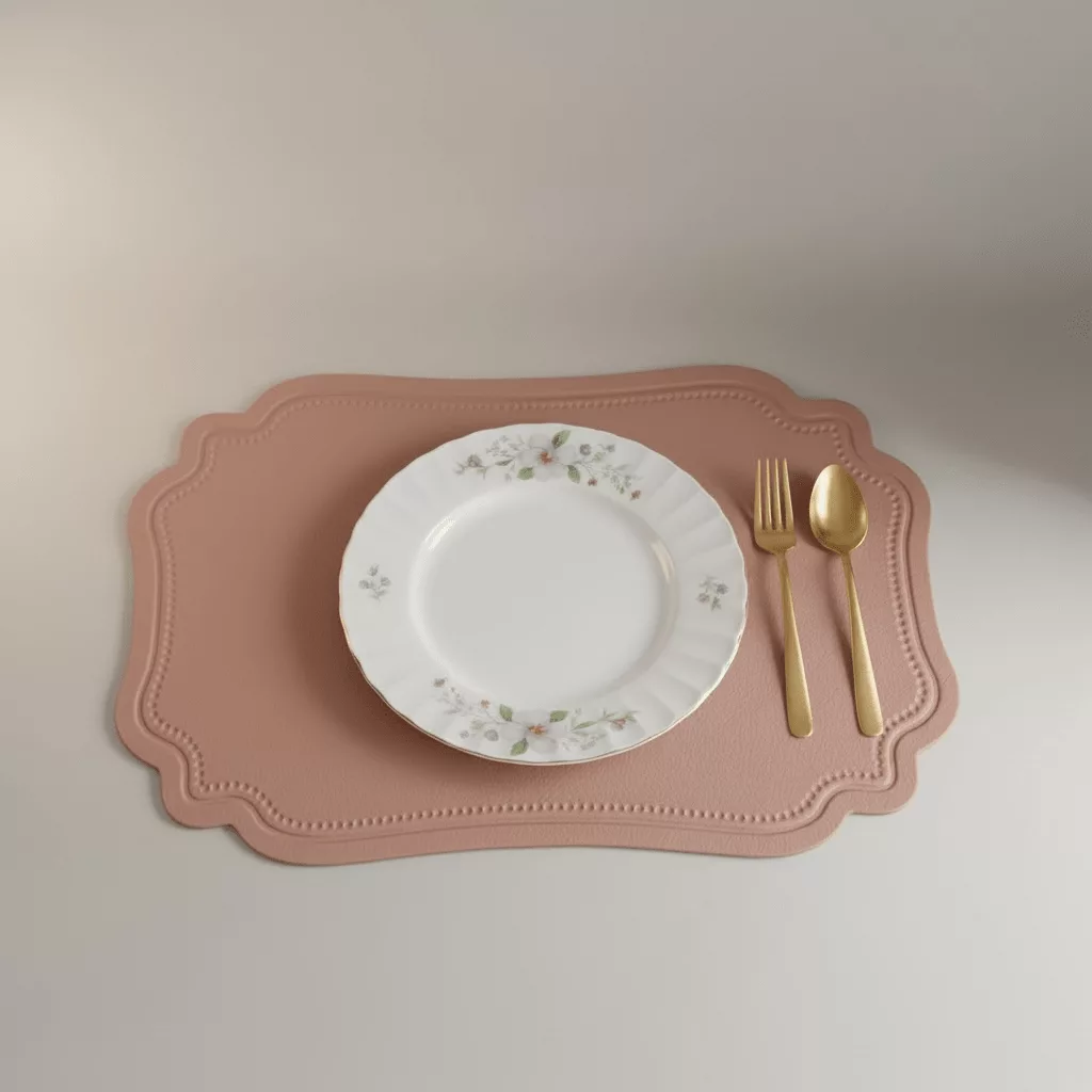 Scalloped Faux Leather Waterproof Placemat - Curated Home Decor
