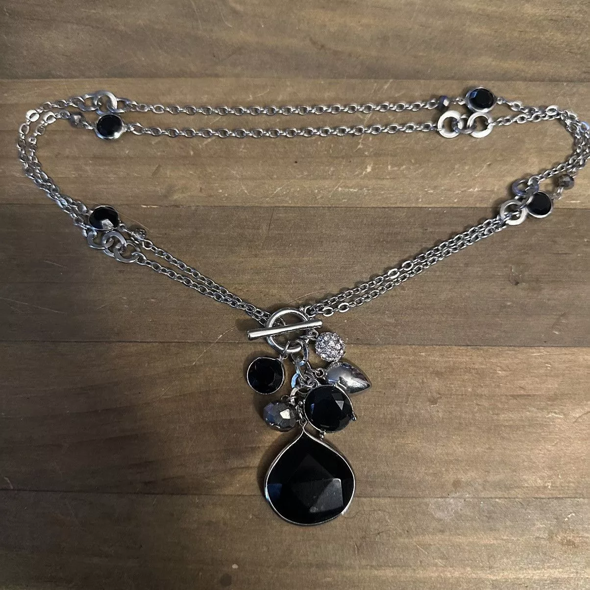 White House Black Market Necklaces White House Black Market WHBM bezeled stone charm cluster necklace Silver