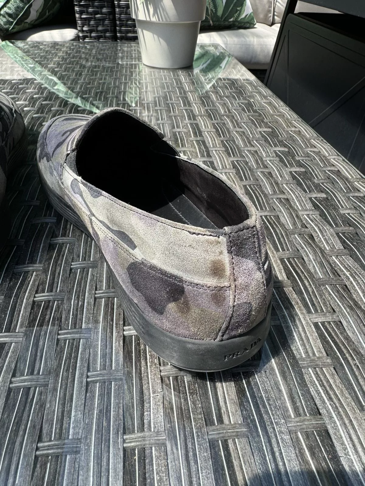 Prada Slip Ons Prada Suede Camo Slip-ons Green